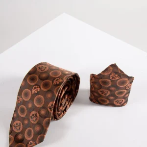 Marc Darcy Bubble Tie Set - Orange/Brown