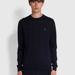 Farah Mullen Merino Crew Neck - Navy