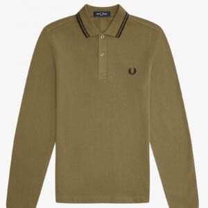 Fred Perry M3636 Twin Tipped LS Polo - Shaded Stone/Black