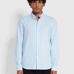Farah Brewer L/S Striped Shirt - Sky Blue