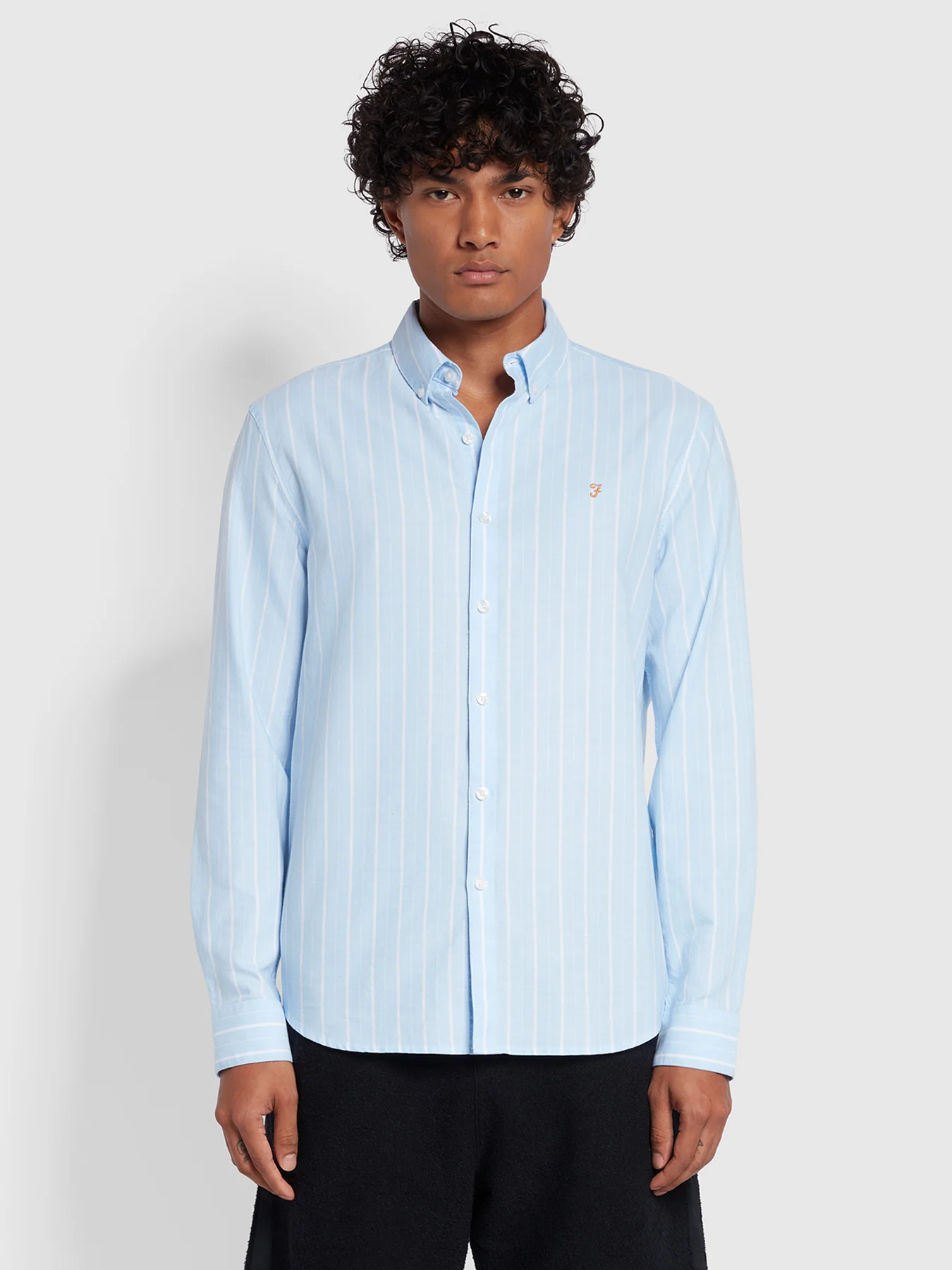 Farah Brewer L/S Striped Shirt - Sky Blue