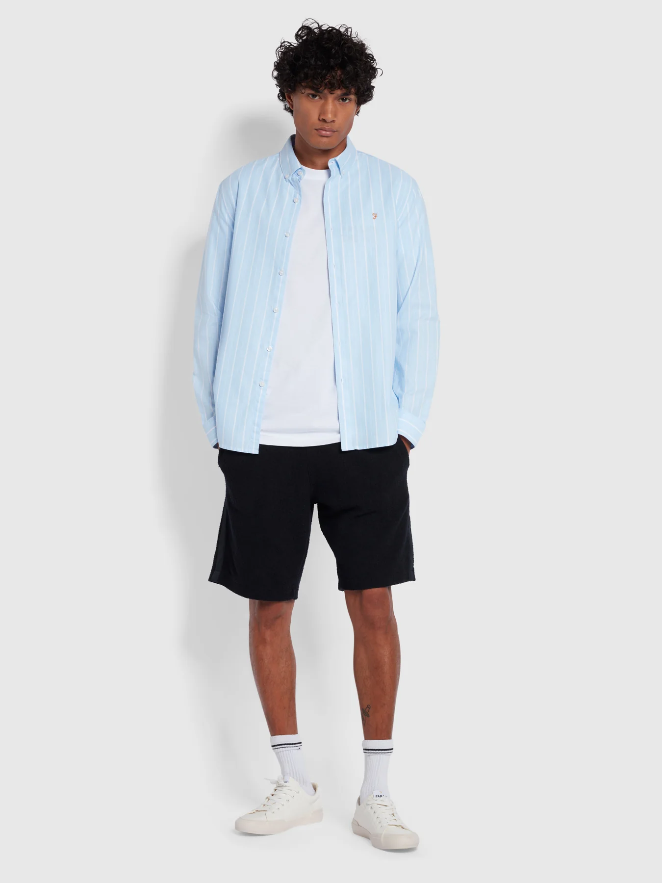 Farah Brewer L/S Striped Shirt - Sky Blue - Image 3