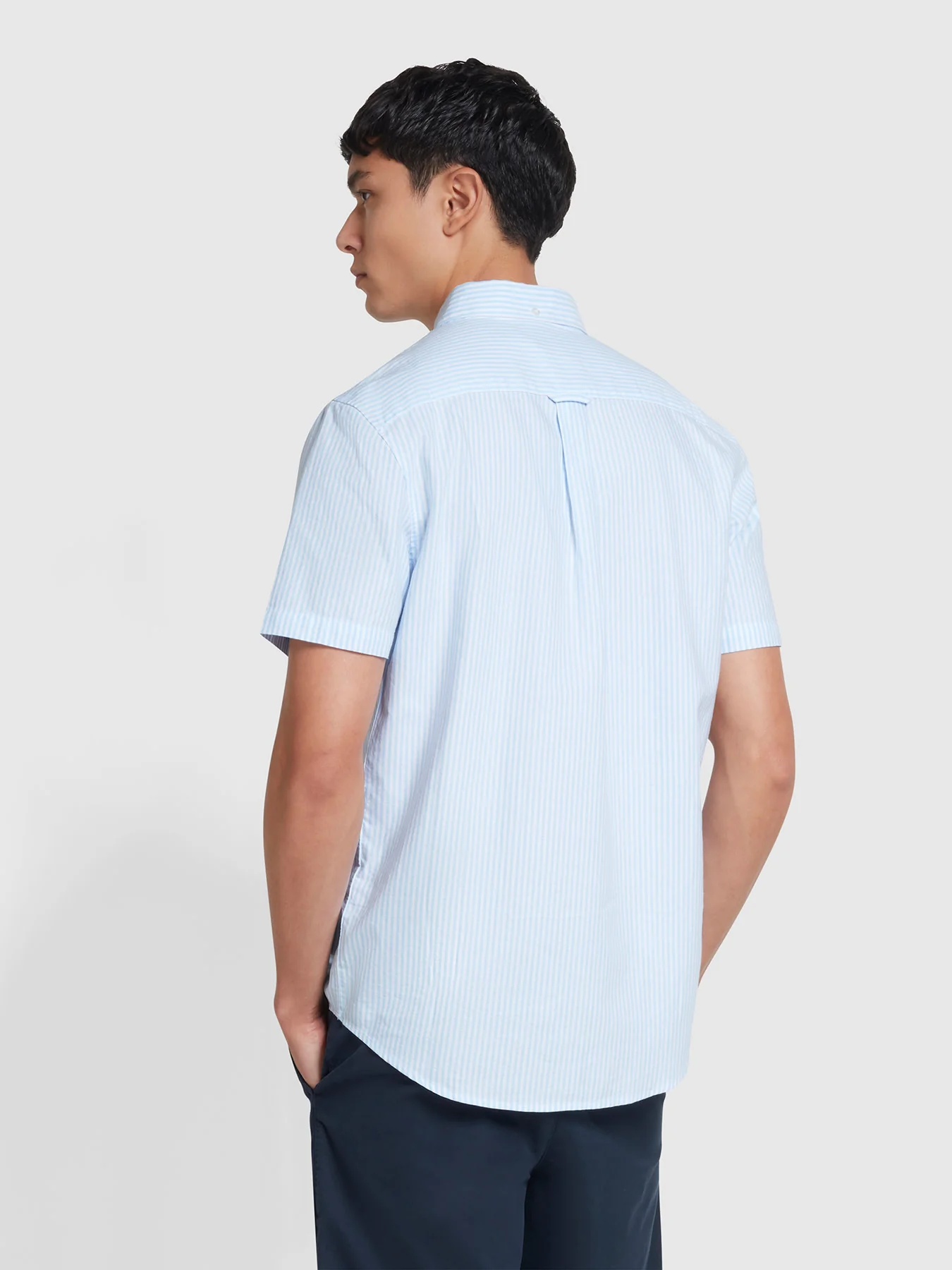 Farah Brewer Striped SS Shirt - Sky Blue - Image 2