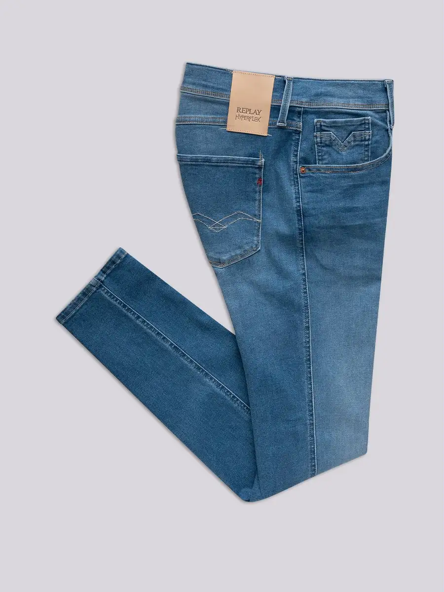 Replay Hyperflex Slim Fit Jeans - Medium Blue - Image 4