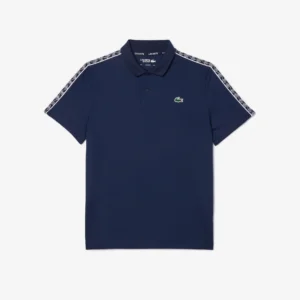 Lacoste DH2557 Monogram Stripe Polo - Navy