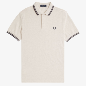 Fred Perry M3600 Twin Tipped Polo - Porridge Marl/Anchor grey