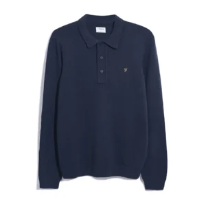Farah Hamlet Knitted LS Polo - True Navy