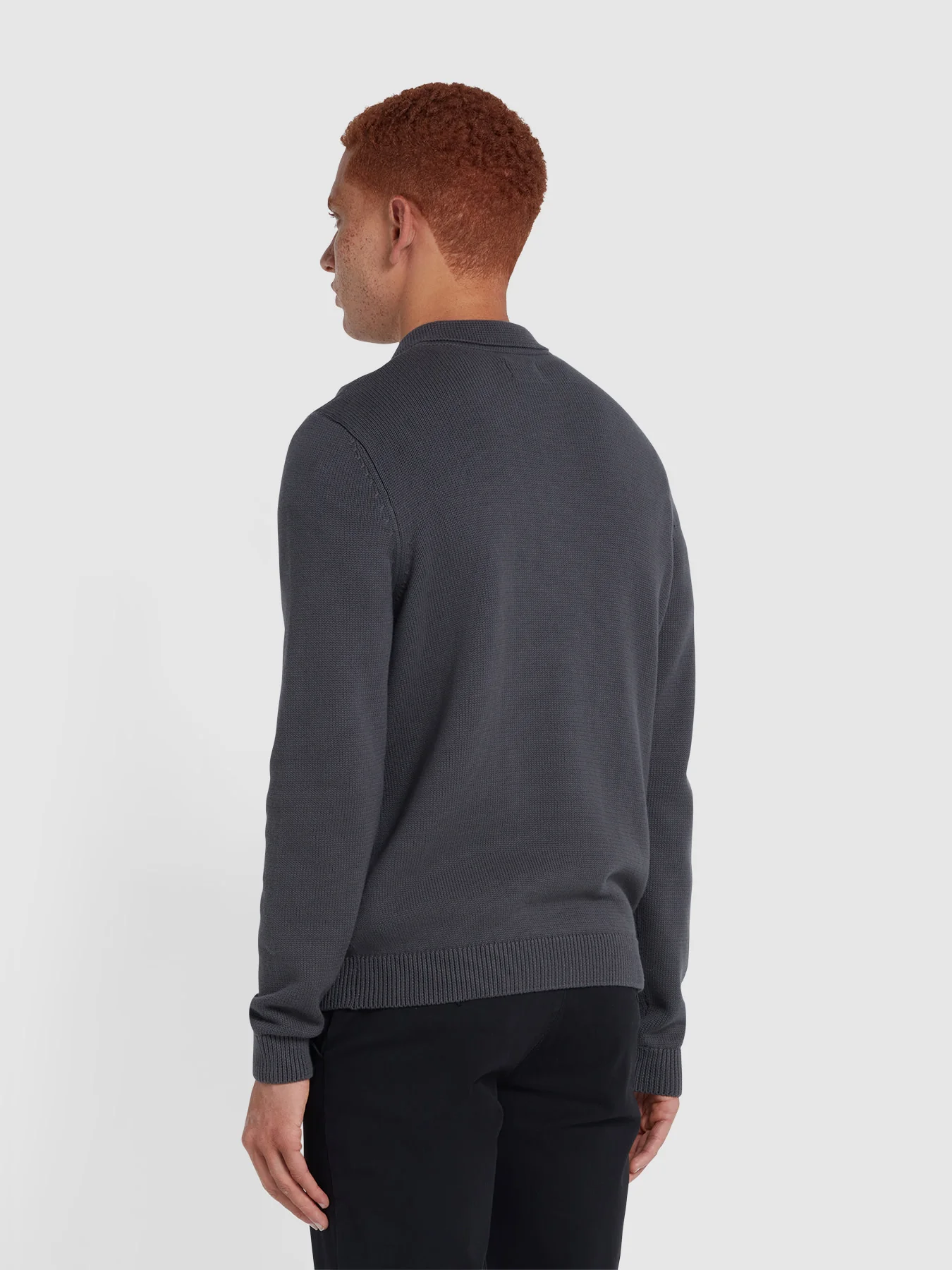 Farah Hamlet Knitted LS Polo - Charcoal - Image 2