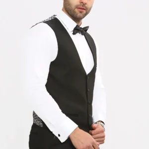 Marc Darcy Dalton Tuxedo Diamond Waistcoat - Black