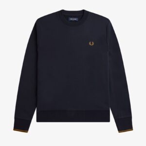 Fred Perry M7535 Crew Neck Sweatshirt - Navy/Dark Caramel