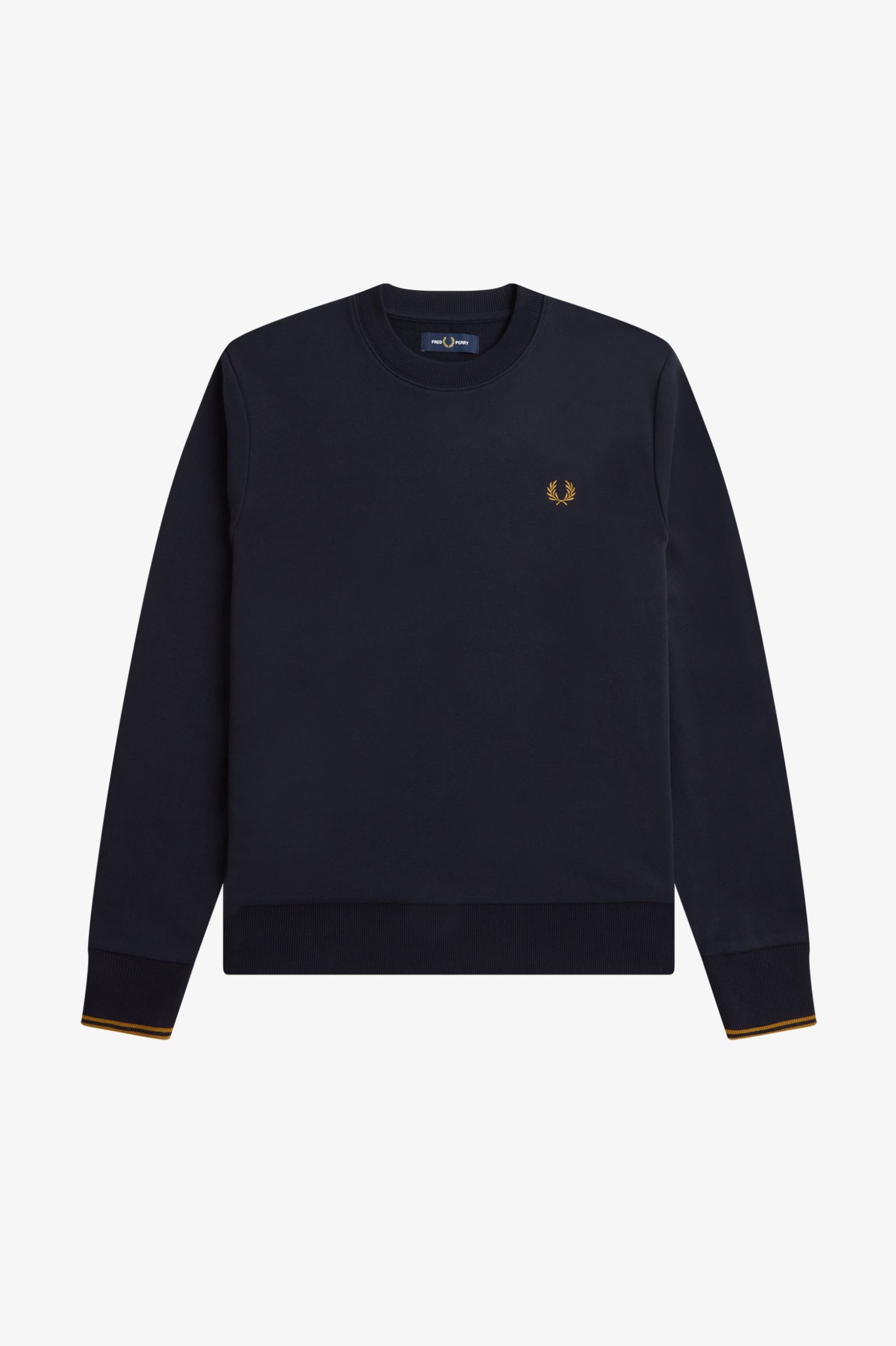 Fred Perry M7535 Crew Neck Sweatshirt - Navy/Dark Caramel