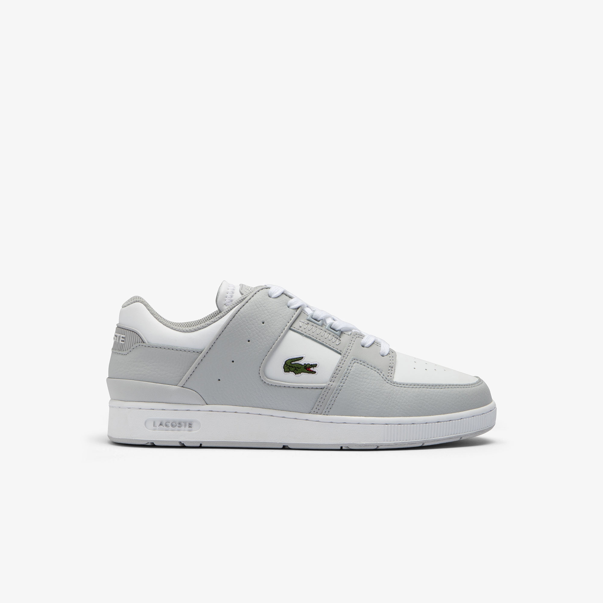 Lacoste Court Cage Leather Trainers - Grey/White