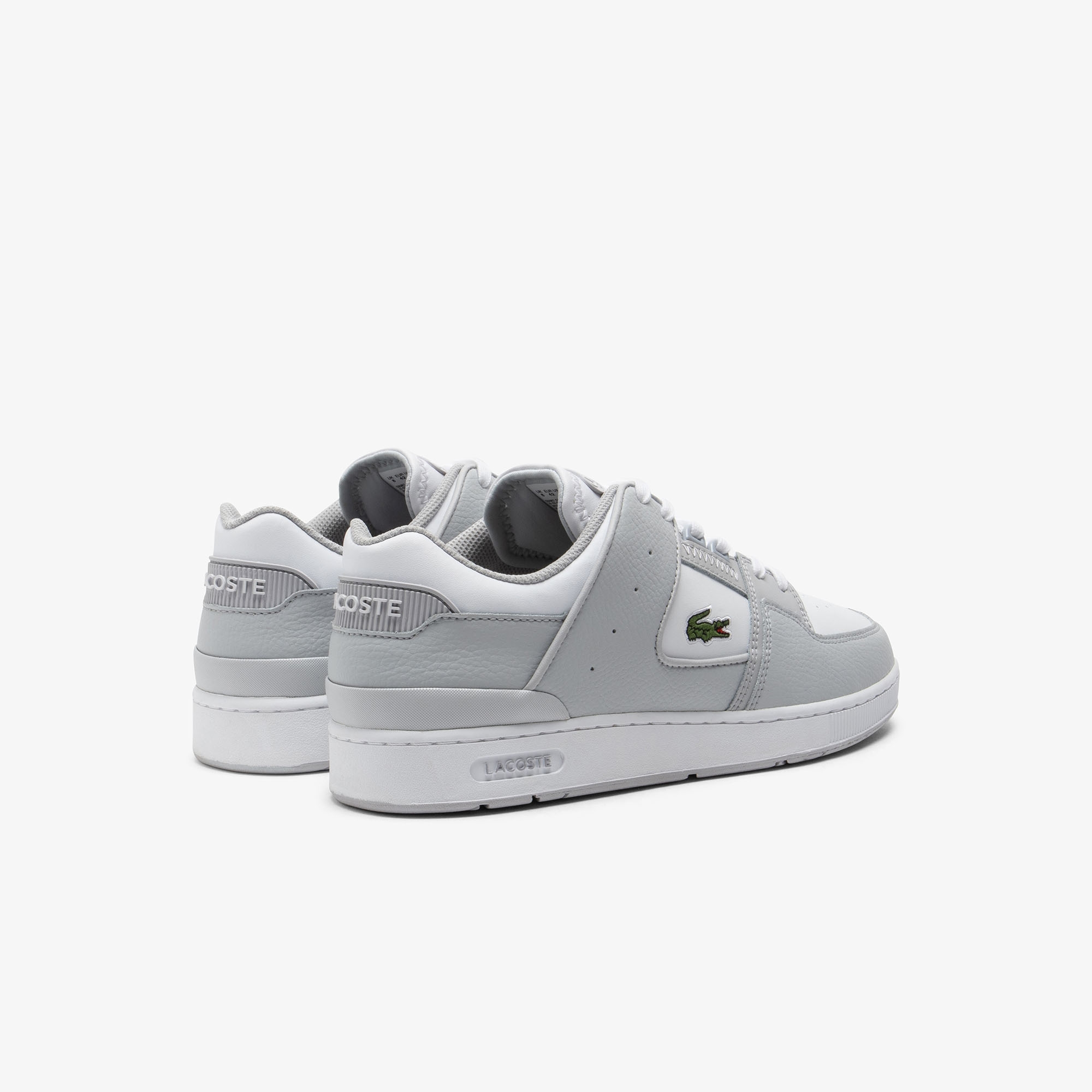 Lacoste Court Cage Leather Trainers - Grey/White - Image 3
