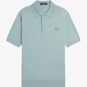 Fred Perry K9725 Cotton Knitted Polo - Silver Blue