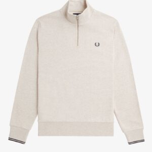 Fred Perry M3574 Half Zip Sweatshirt - Porridge Marl/Anchor Grey