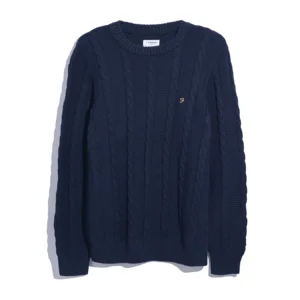 Farah Cable Knit Sweatshirt - Navy