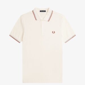 Fred Perry M3600 Twin Tipped Polo - Light Ecru/Silver Blue/Cinnamon