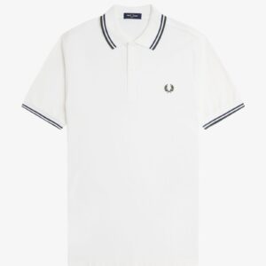 Fred Perry M3600 Twin Tipped Polo - Snow White/Tennis Blue/Court Green