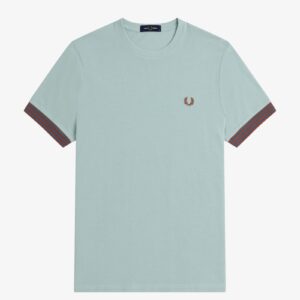 Fred Perry M7707 Striped Cuff Tee - Silver Blue