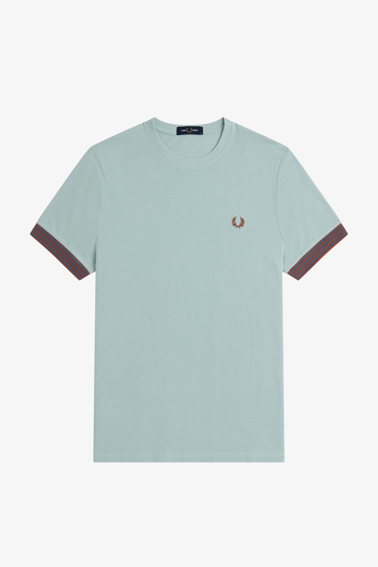 Fred Perry M7707 Striped Cuff Tee - Silver Blue