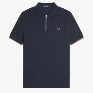 Fred Perry M9886 Crepe Pique Zip Polo - Navy
