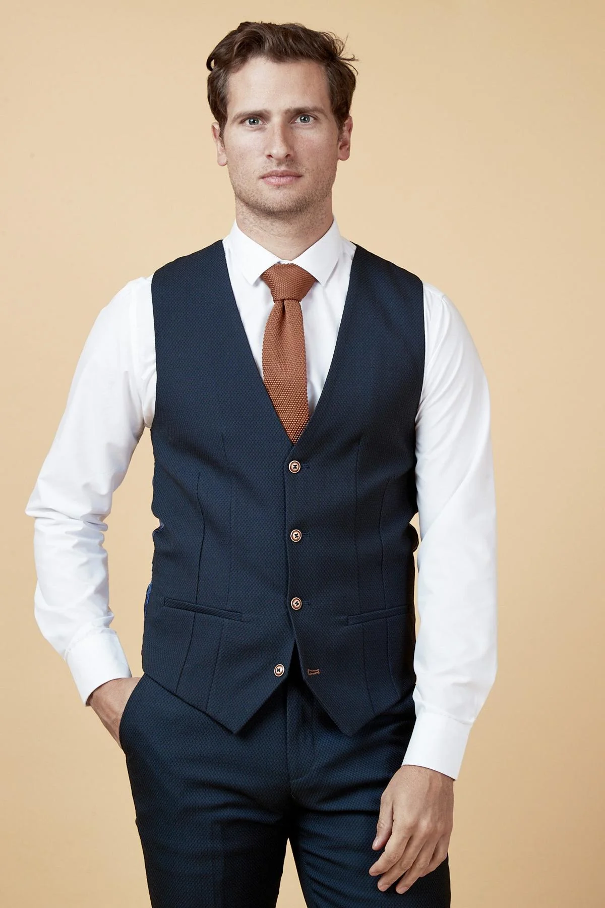 Marc Darcy Max Skinny Fit 3 Piece Suit - Navy - Image 5