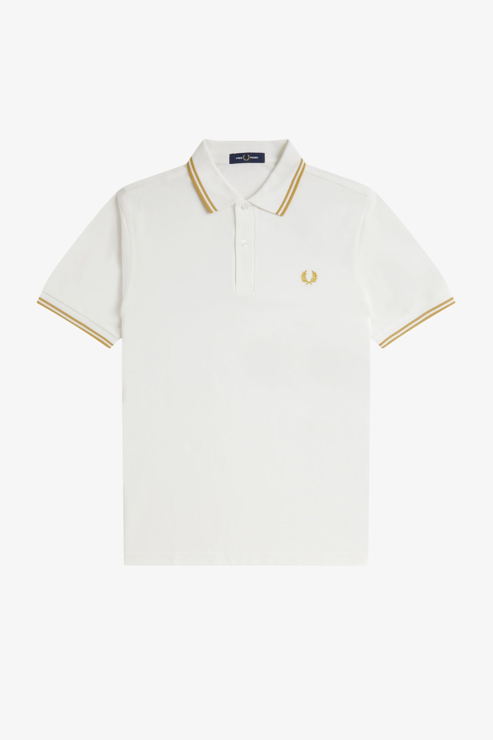 Fred Perry M3600 Twin Tipped Polo - Snow White/Honeycomb