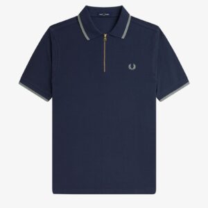 Fred Perry M1672 Crepe Pique Zip Polo - Dark Airforce