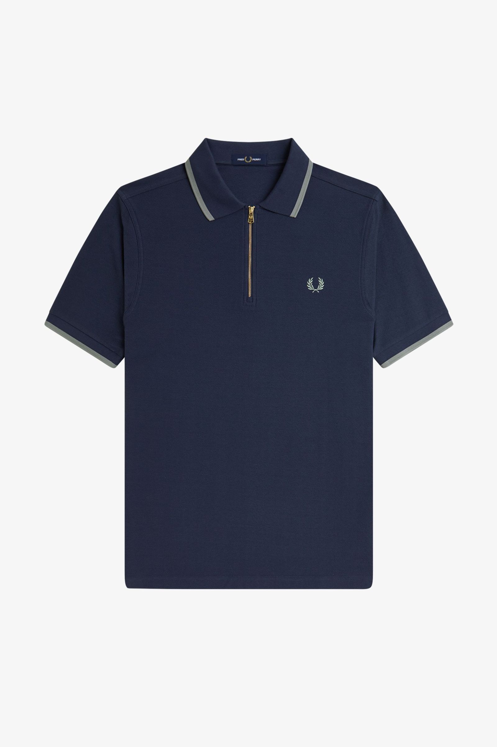 Fred Perry M1672 Crepe Pique Zip Polo - Dark Airforce