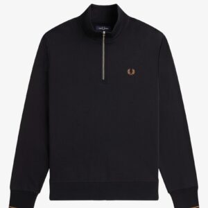 Fred Perry M3574 Half Zip Sweatshirt - Black/Shaded Stone