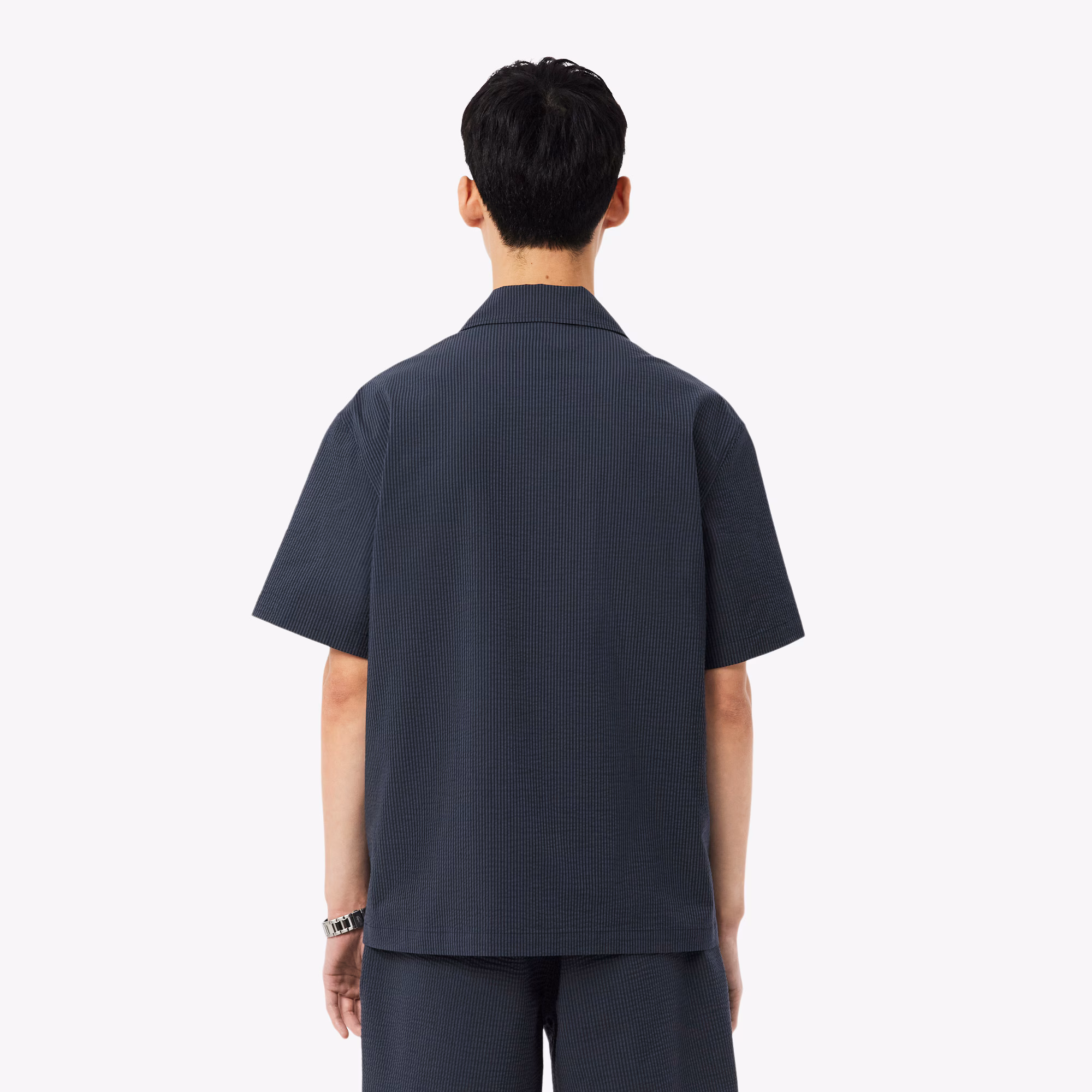 Lacoste CH2355 Seersucker Shirt - Black/Grey - Image 2