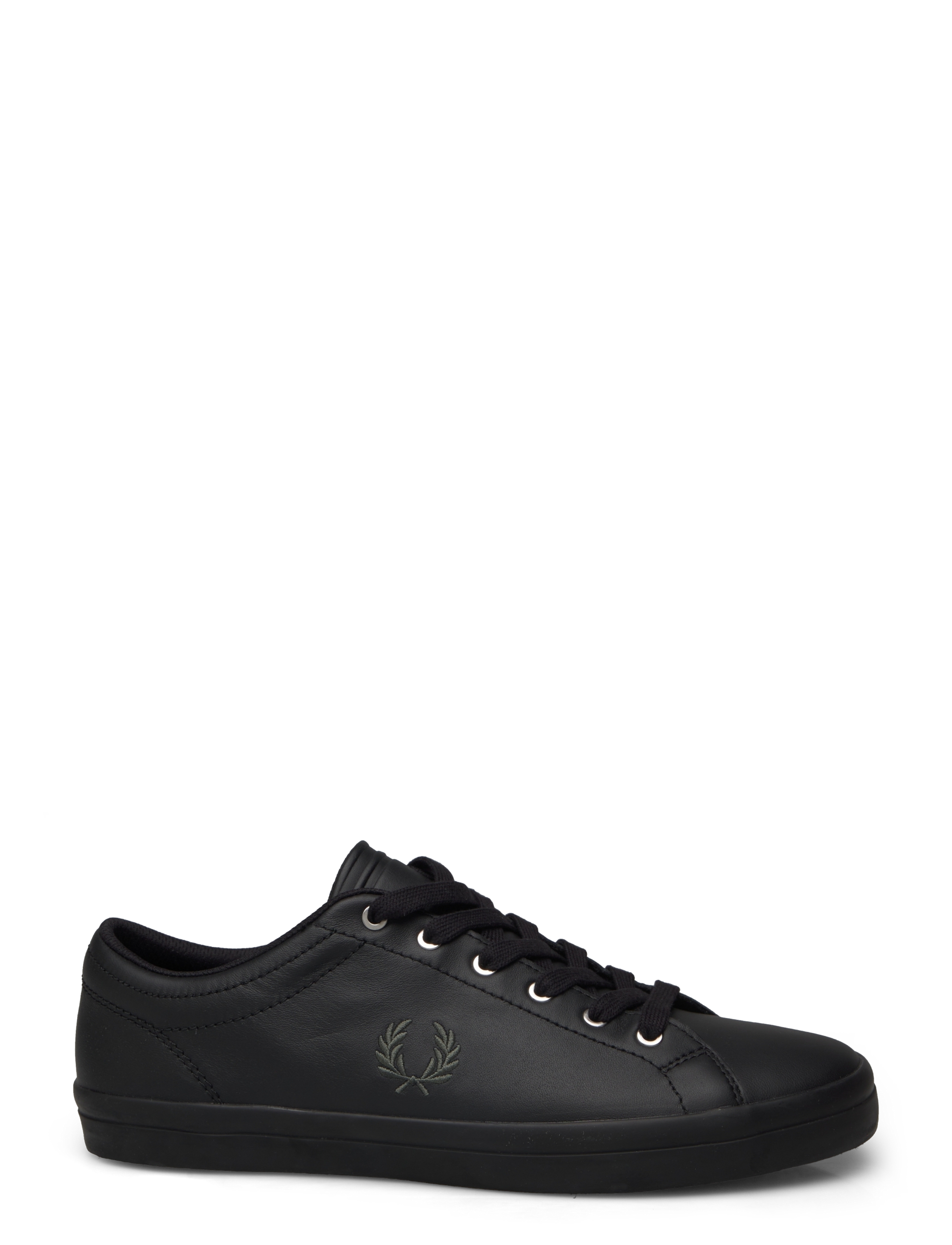Fred Perry B7311 Baseline Leather Trainers - Black/Laurel Wreath Green