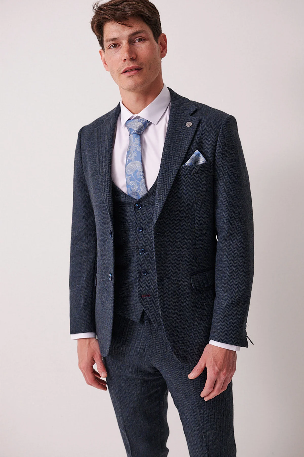 Marc Darcy Dean 3 Piece Suit - Blue - Image 2