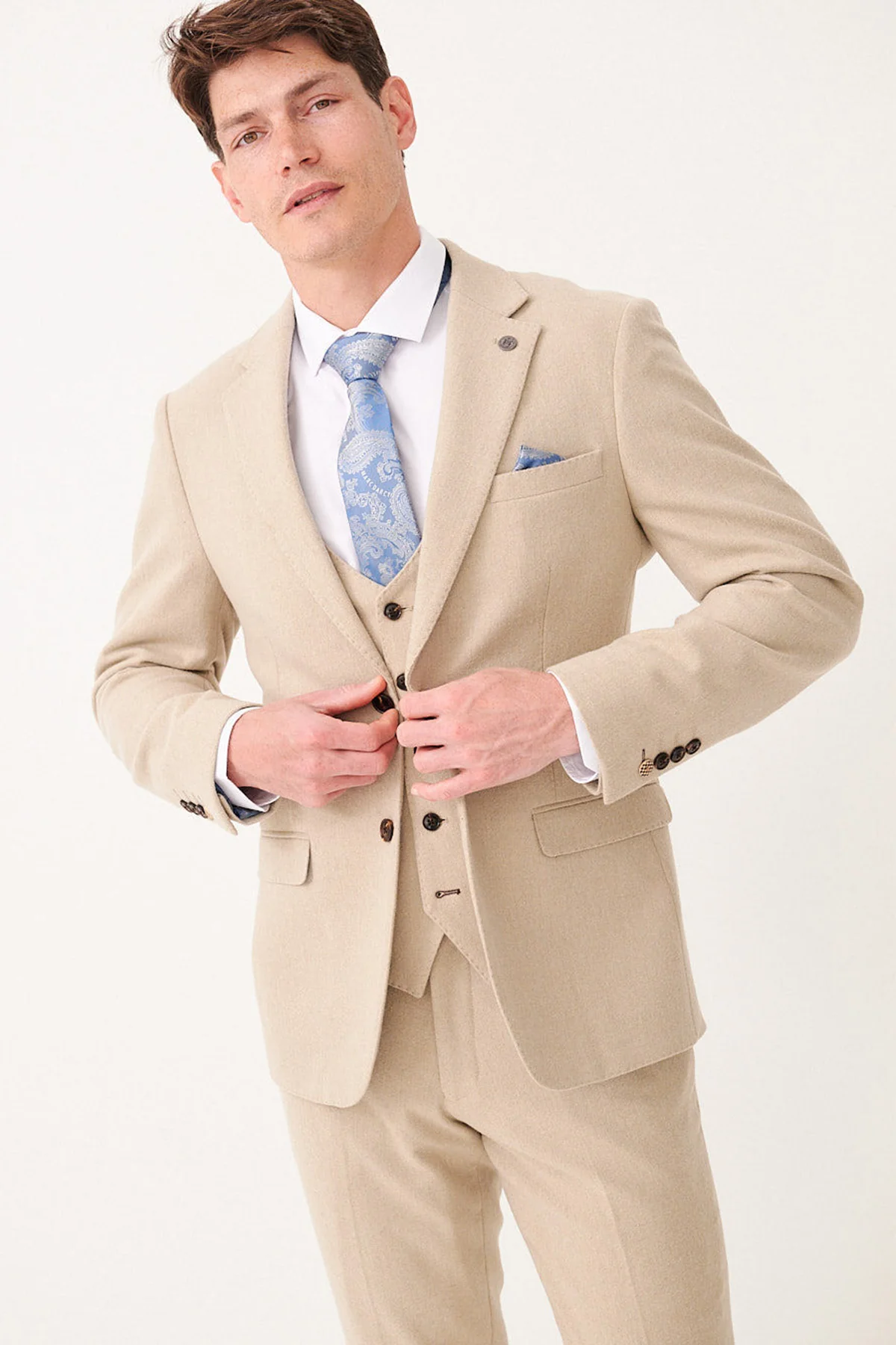Marc Darcy Archie 3 Piece Suit - Stone - Image 2