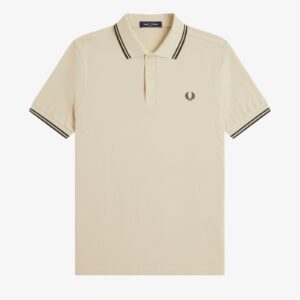 Fred Perry M3600 Twin Tipped Polo - Oatmeal/Night Green