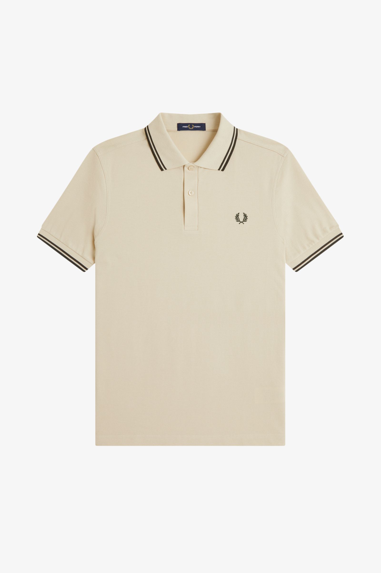Fred Perry M3600 Twin Tipped Polo - Oatmeal/Night Green