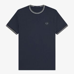 Fred Perry M1588 Twin Tipped Tee - Dark Airforce/Ecru/Seagrass