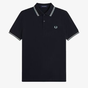 Fred Perry M3600 Twin Tipped Polo - Navy/Ecru/Silver Blue