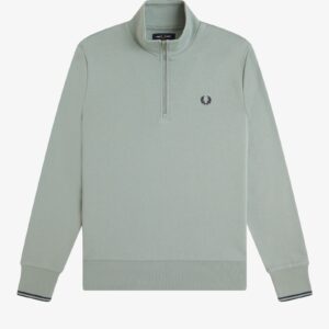 Fred Perry M3574 Half Zip Sweatshirt - Silver Blue/Dark Airforce